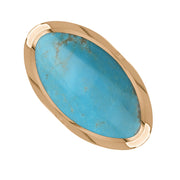 18ct Rose Gold Turquoise Hallmark Large Oval Ring. R013_FH.