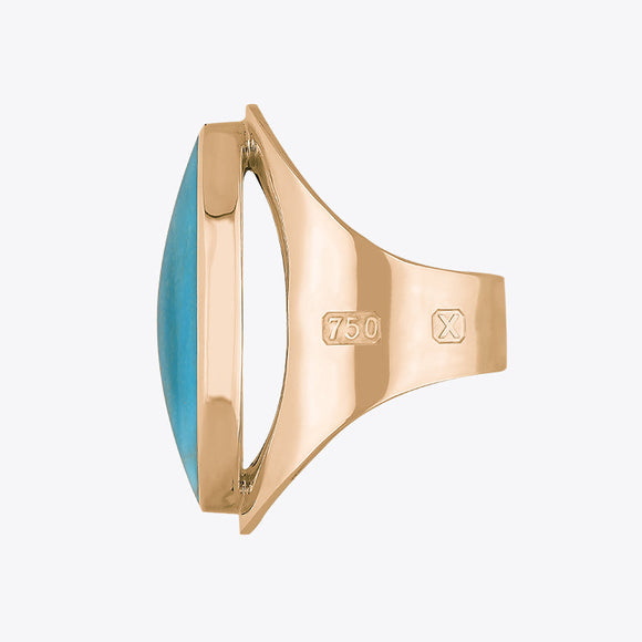 18ct Rose Gold Turquoise Hallmark Large Oval Ring