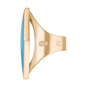 18ct Rose Gold Turquoise Hallmark Large Rhombus Ring