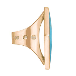 18ct Rose Gold Turquoise Hallmark Large Rhombus Ring