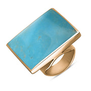 18ct Rose Gold Turquoise Hallmark Large Square Ring. R605_FH.