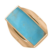 18ct Rose Gold Turquoise Hallmark Medium Oblong Ring. R065_FH