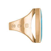 18ct Rose Gold Turquoise Hallmark Medium Oblong Ring