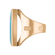 18ct Rose Gold Turquoise Hallmark Medium Oblong Ring