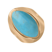 18ct Rose Gold Turquoise Hallmark Medium Oval Ring. R012_FH.