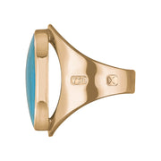 18ct Rose Gold Turquoise Hallmark Medium Oval Ring