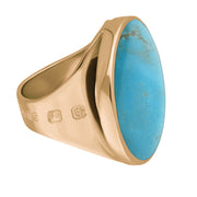 18ct Rose Gold Turquoise Hallmark Medium Round Ring