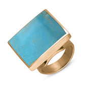 18ct Rose Gold Sterling Silver Turquoise Hallmark Medium Square Ring. R604_FH.