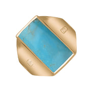 18ct Rose Gold Turquoise Hallmark Small Oblong Ring. R221_FH
