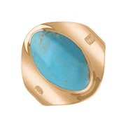 18ct Rose Gold Turquoise Hallmark Small Oval Ring. R076_FH.
