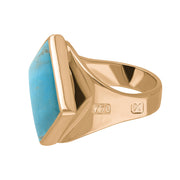 18ct Rose Gold Turquoise Hallmark Small Rhombus Ring