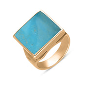 18ct Rose Gold Turquoise Hallmark Small Square Ring. R603_FH.
