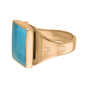 18ct Rose Gold Turquoise Hallmark Small Square Ring