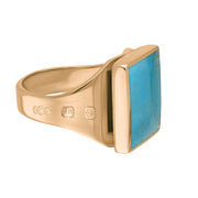 18ct Rose Gold Turquoise Hallmark Small Square Ring