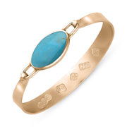 18ct Rose Gold Turquoise Hallmark Wide Oval Bangle, B020_FH