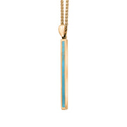 18ct Rose Gold Turquoise Long Slim Oblong Necklace. P1472_2.