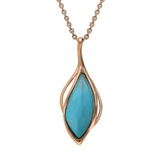 18ct Rose Gold Turquoise Open Marquise Shaped Necklace, P3370