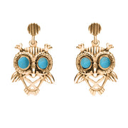18ct Rose Gold Turquoise Owl Stud Earrings E2329