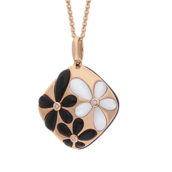 18ct Rose Gold Whitby Jet 0.02 Carat Diamond Necklace. P3077_2