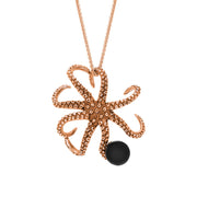 18ct Rose Gold Whitby Jet Bead Octopus Necklace, P3410.
