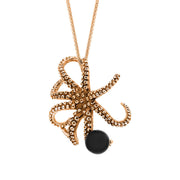 18ct Rose Gold Whitby Jet Bead Octopus Necklace