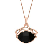 18ct Rose Gold Whitby Jet Blue John Marquise Swivel Fob Necklace, P115_10.