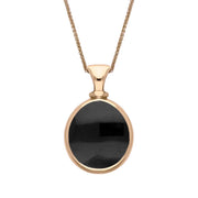 18ct Rose Gold Whitby Jet Blue John Small Double Sided Pear Fob Necklace, P220_2.