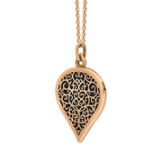 18ct Rose Gold Whitby Jet Flore Filigree Large Heart Necklace. P3631._2