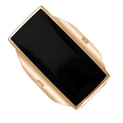 18ct Rose Gold Whitby Jet Hallmark Large Oblong Ring, R064_FH.
