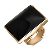 18ct Rose Gold Whitby Jet Hallmark Large Square Ring, R605_FH.