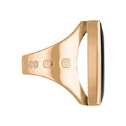 18ct Rose Gold Whitby Jet Hallmark Medium Oblong Ring