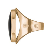 18ct Rose Gold Whitby Jet Hallmark Medium Oval Ring
