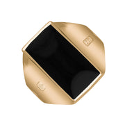 18ct Rose Gold Whitby Jet Hallmark Small Oblong Ring, R221_FH