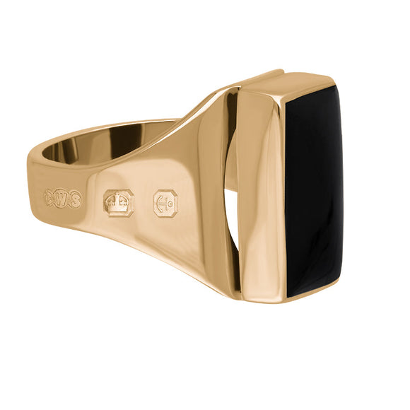 18ct Rose Gold Whitby Jet Hallmark Small Oblong Ring