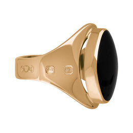 18ct Rose Gold Whitby Jet Hallmark Small Oval Ring