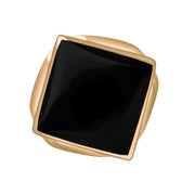 18ct Rose Gold Whitby Jet Hallmark Small Rhombus Ring, R606_FH.
