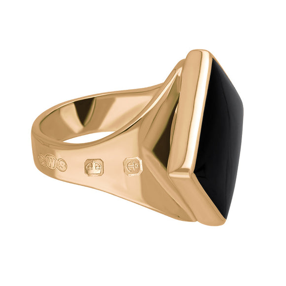 18ct Rose Gold Whitby Jet Hallmark Small Rhombus Ring
