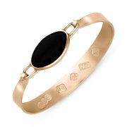 18ct Rose Gold Whitby Jet Hallmark Wide Oval Bangle, B020_FH