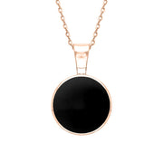 18ct Rose Gold Whitby Jet Heritage Round Necklace. P018.