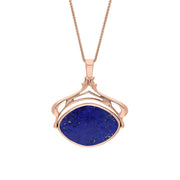 18ct Rose Gold Whitby Jet Lapis Lazuli Marquise Swivel Fob Necklace, P115_10.