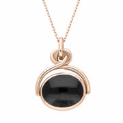 18ct Rose Gold Whitby Jet Lapis Lazuli Oval Swivel Fob Necklace, P096_2.