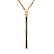 18ct Rose Gold Whitby Jet Long Slim Necklace. P1472.