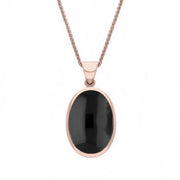18ct Rose Gold Whitby Jet Malachite Small Double Sided Fob Necklace, P832_2.
