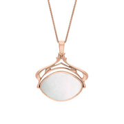 18ct Rose Gold Whitby Jet Mother Of Pearl Marquise Swivel Fob Necklace, P115_10.