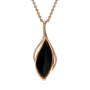 18ct Rose Gold Whitby Jet Open Marquise Shaped Necklace, P3370