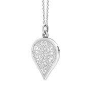 18ct White Gold Bauxite Flore Filigree Large Heart Necklace. P3631._2