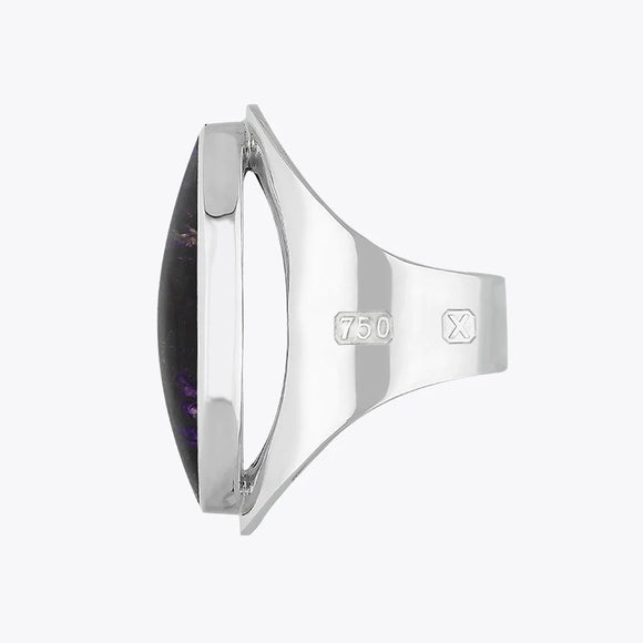 18ct White Gold Blue John Hallmark Large Oval Ring