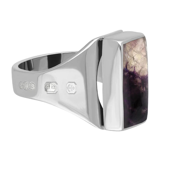 18ct White Gold Blue John Hallmark Small Oblong Ring