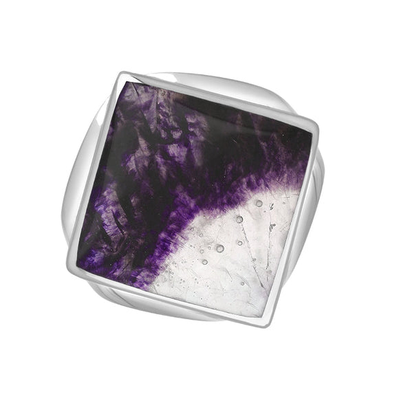 18ct White Gold Blue John Hallmark Small Rhombus Ring. R606_FH.