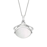 18ct White Gold Blue John Mother Of Pearl Marquise Swivel Fob Necklace
